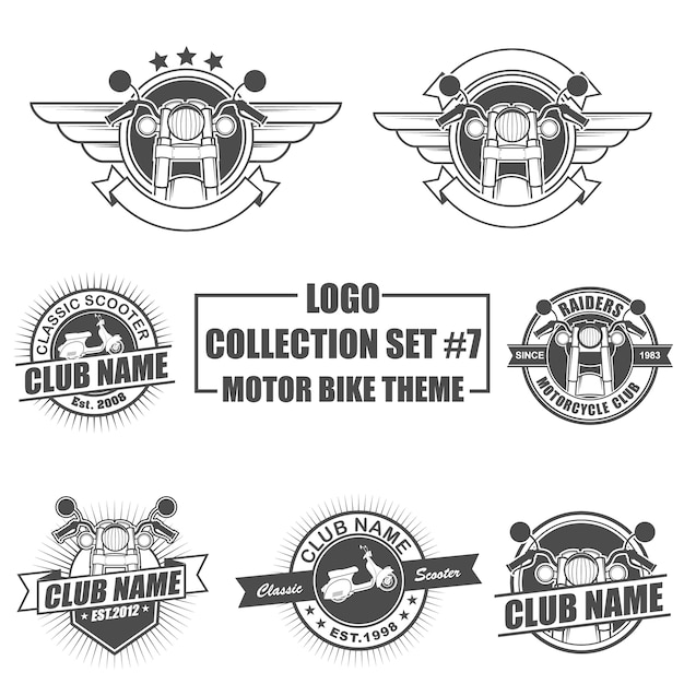 Vecteur collection de logo définie avec thème moto