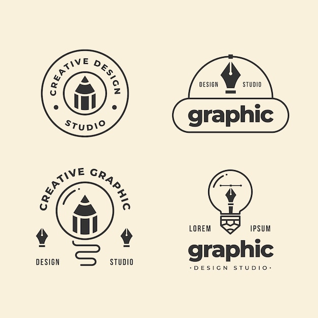 Collection De Logo Design Graphique Plat Moderne