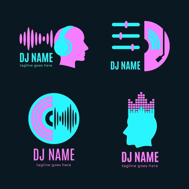 Collection De Logo Dj Plat Moderne