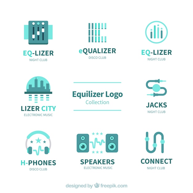 Vecteur collection de logo equalizer avec un design plat