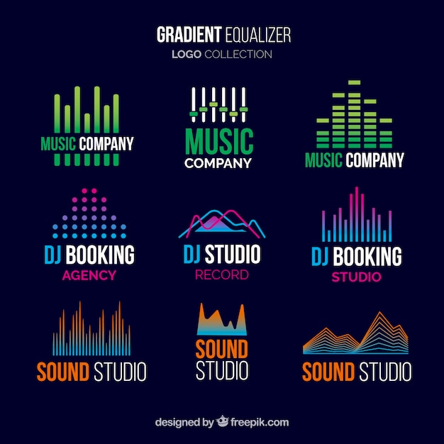 Vecteur collection de logo equalizer avec style dégradé