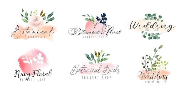 Vecteur collection de logo féminin botanique floral