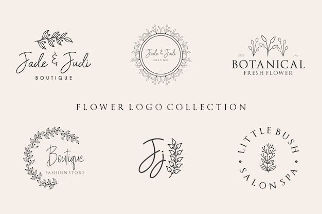 Collection De Logo De Fleurs Avec Un Style Minimaliste