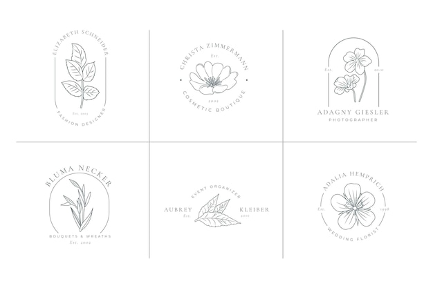 Collection de logo floral minimaliste