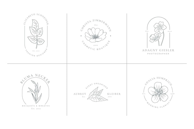 Vecteur collection de logo floral minimaliste