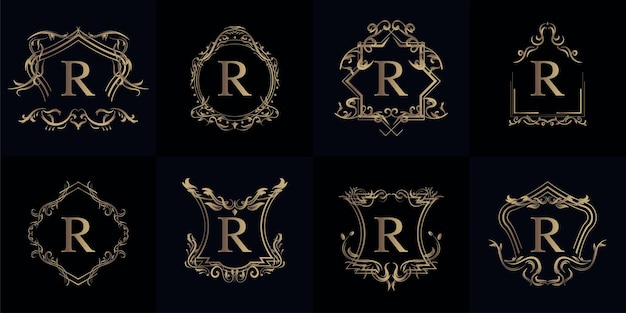 Collection De Logo Initial Avec Ornement De Luxe Ou Cadre De Fleur