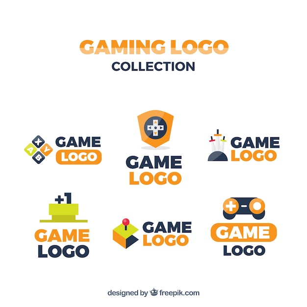 Collection De Logo De Jeu Avec Un Design Plat