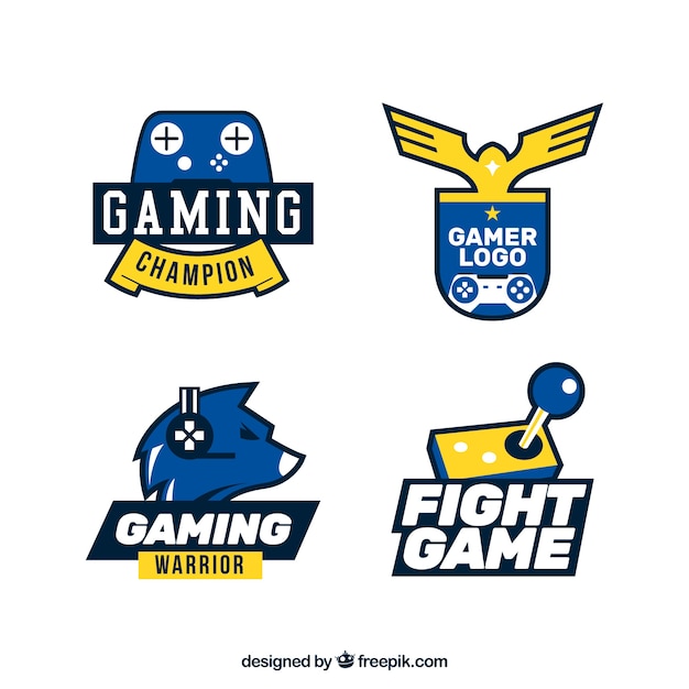 Collection De Logo De Jeu Avec Un Design Plat