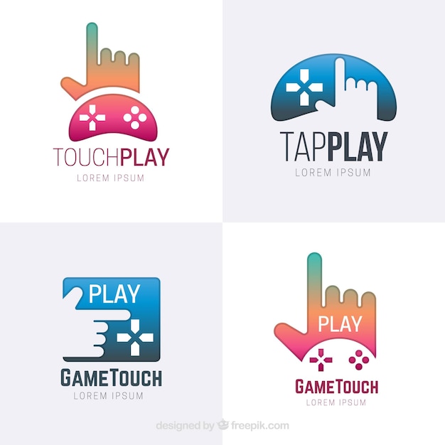 Vecteur collection de logo de jeu vidéo avec design plat