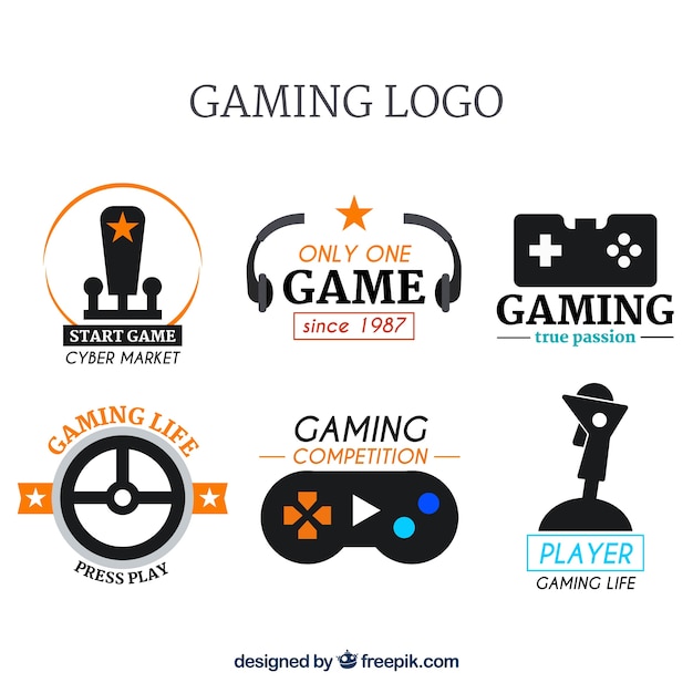 Collection de logo de jeu vidéo avec design plat
