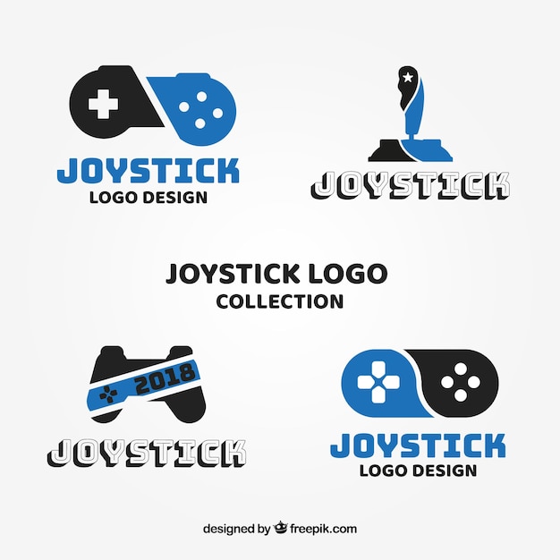 Collection de logo de joystick avec un design plat