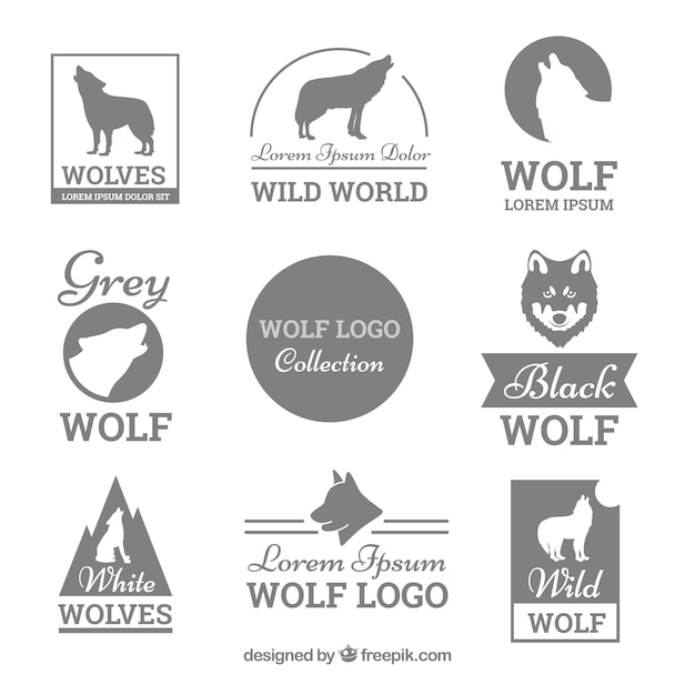 Collection de logo de loup greyscale