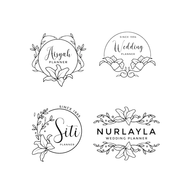 Collection De Logo De Mariage Floral Féminin