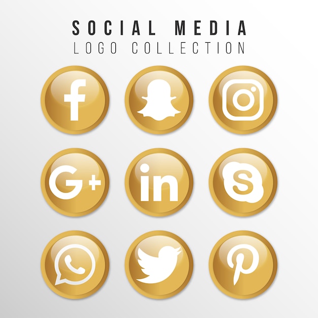 Collection de logo de médias sociaux d&#39;or