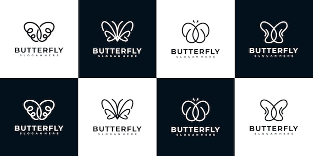 Collection De Logo Papillon Avec Style D'art En Ligne