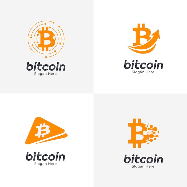 Vecteur collection de logo plat bitcoin