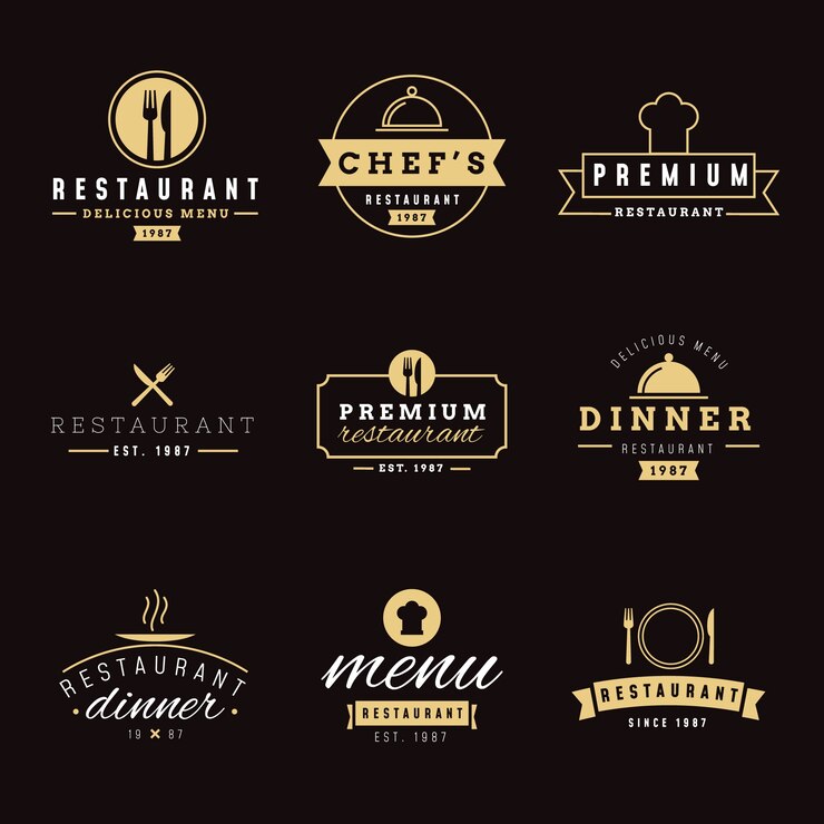 Vecteur collection de logo rétro de restaurant