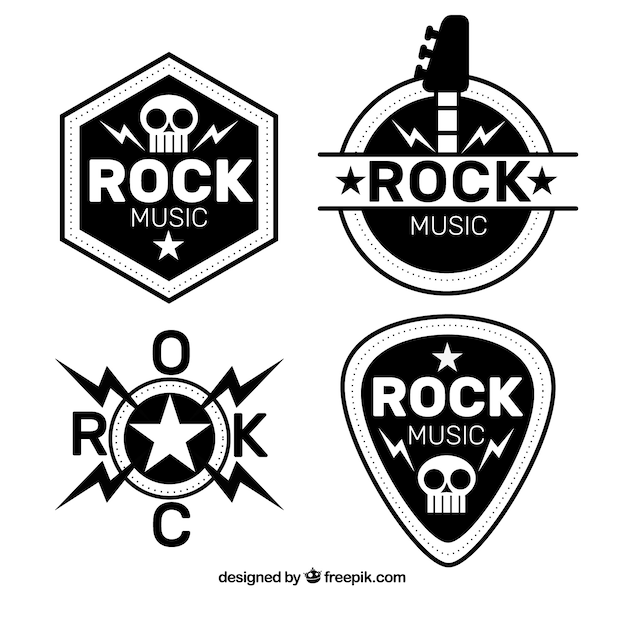 Vecteur collection de logo de rock avec un design plat