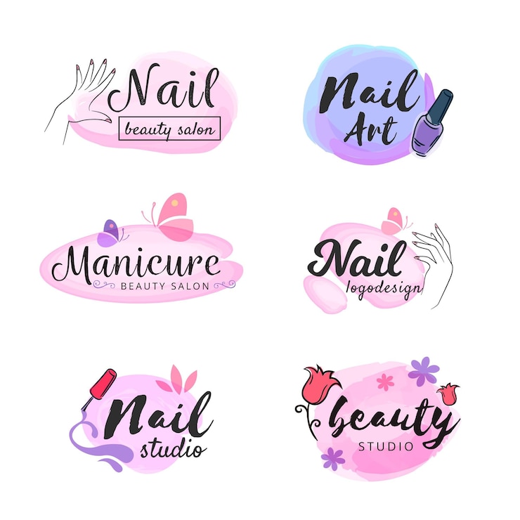 Vecteur collection de logo de studio d'art d'ongles