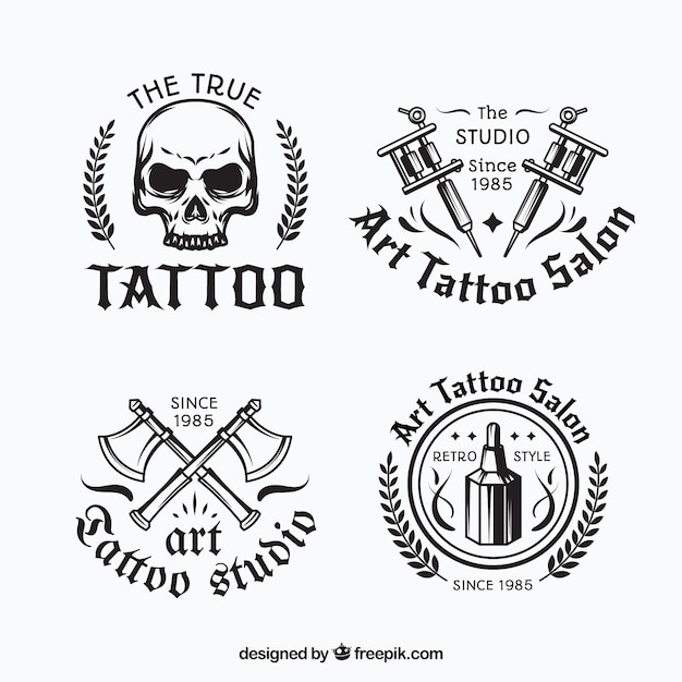 Collection De Logo De Tatouage En Noir Et Blanc