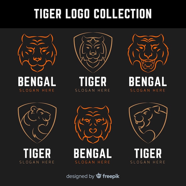 Vecteur collection de logo de tigre