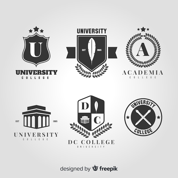 Vecteur collection de logo universitaire coloré avec un design plat