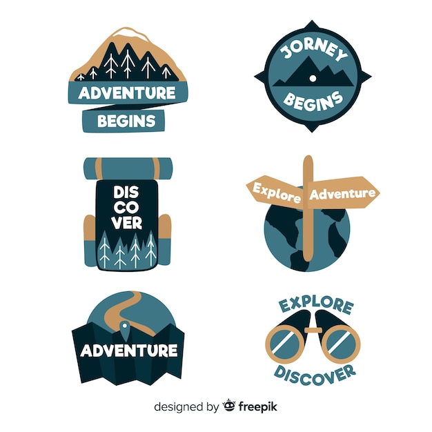 Vecteur collection de logos d'aventure dessinés à la main