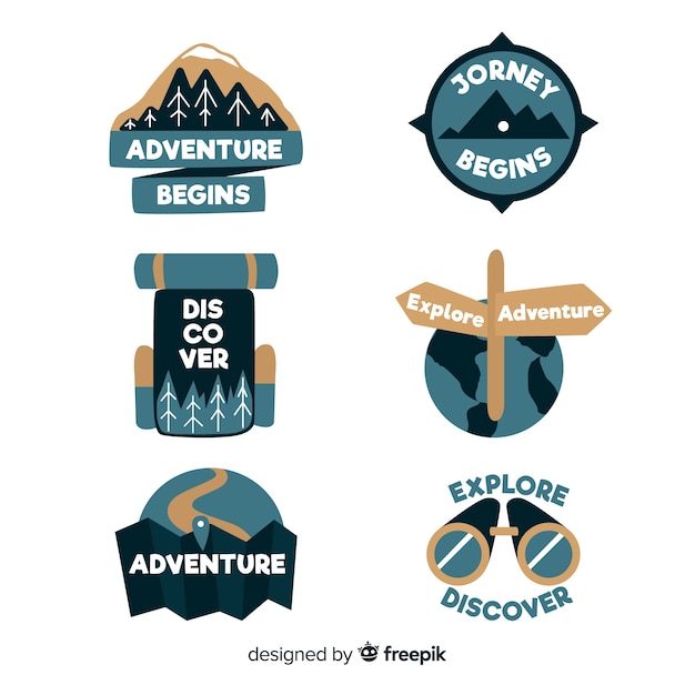 Collection De Logos D'aventure Dessinés à La Main