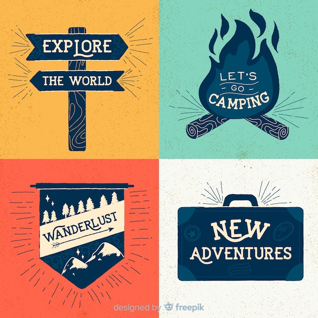 Collection De Logos D'aventure Vintage