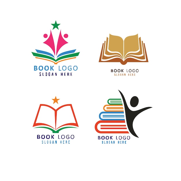 collection de logos de bibliothèque ou de librairie, éducation