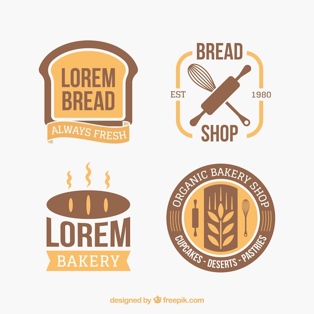 Vecteur collection de logos de boulangerie dans le style plat