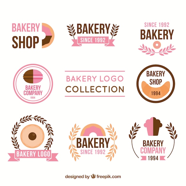 Vecteur collection de logos de boulangerie dans le style plat