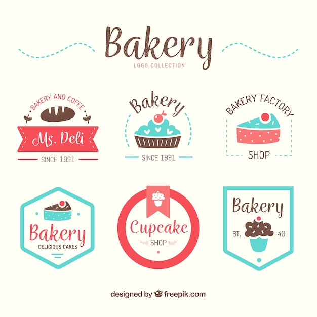 Vecteur collection de logos de boulangerie dans le style plat