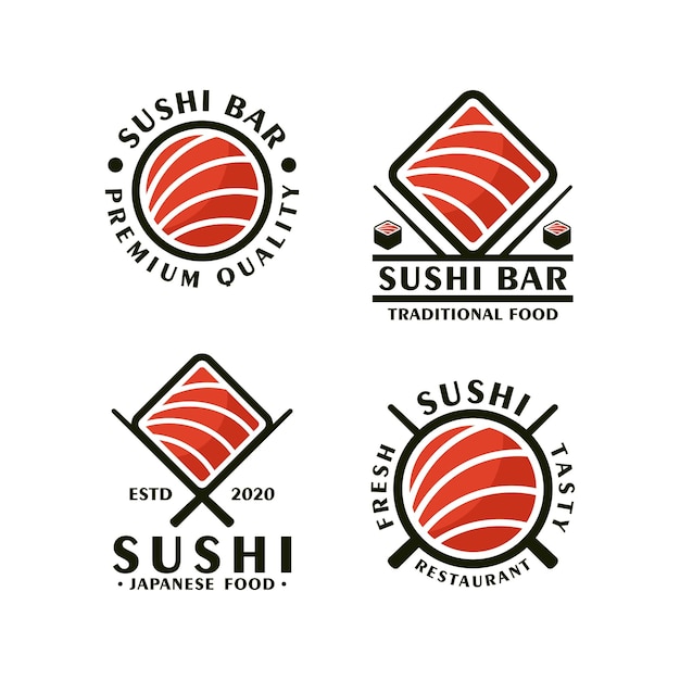 Vecteur collection de logos de conception de cuisine japonaise de bar à sushi