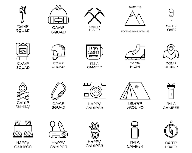 Collection De Logos De Contour Avec Diverses Images De Camp