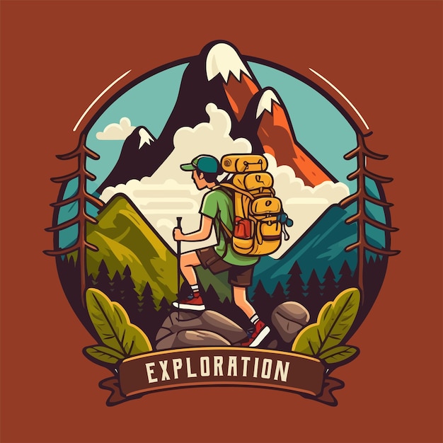 Collection de logos d'explorateur de montagne vintage randonnée trekking aventure