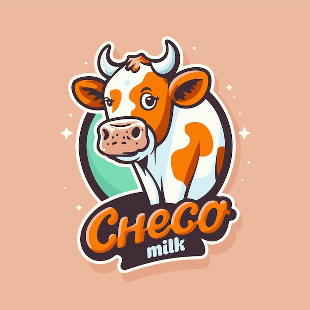 Collection De Logos D'illustration De Logo De Mascotte De Dessin Animé De Lait De Vache Mignon Visage De Vache