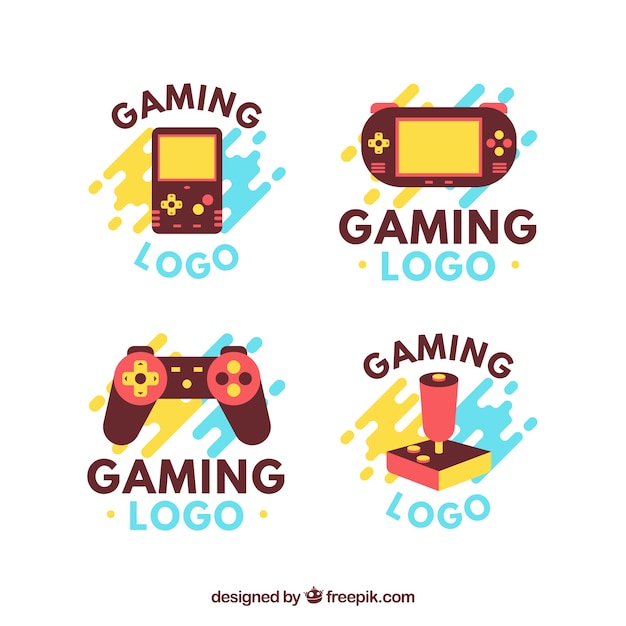 Collection De Logos De Jeu Dans Un Style Plat