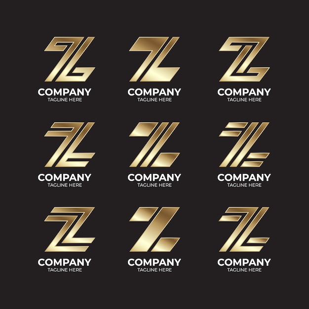 Collection De Logos Lettre Z Dorée De Luxe Élégante