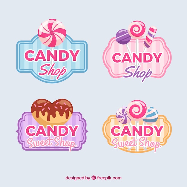 Vecteur collection de logos de magasin de bonbons pour les entreprises