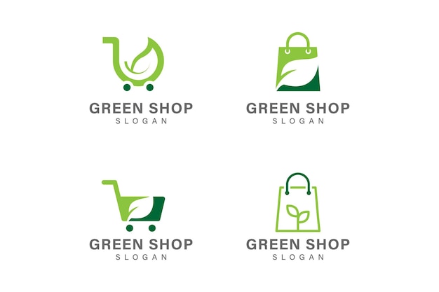 Collection De Logos De Magasin Vert Ou De Magasin Frais