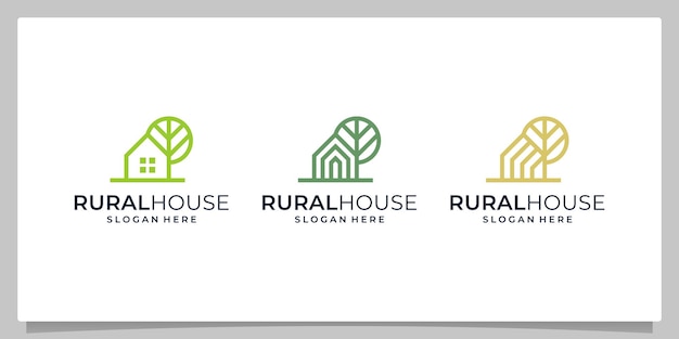 Collection De Logos De Maisons De Campagne Avec Des Modèles Plats Et Abstraits.