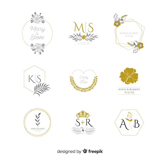 Vecteur collection de logos de mariage monogramme