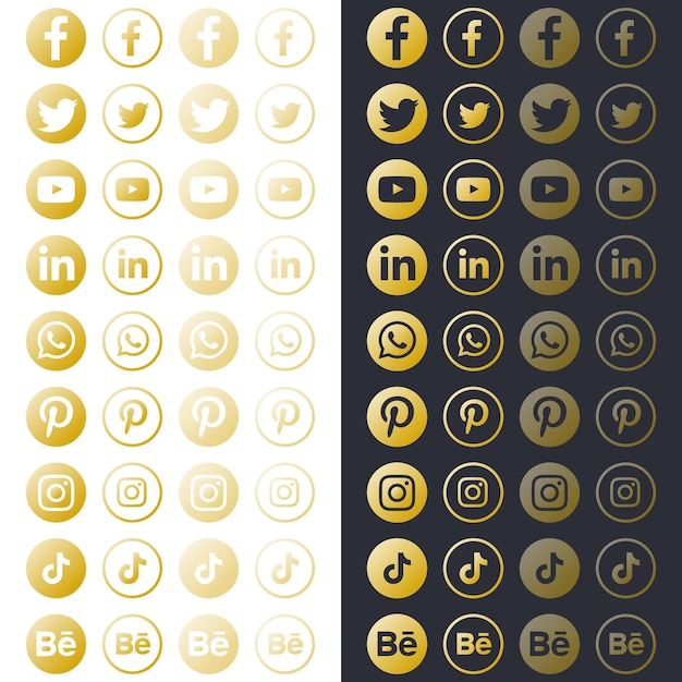 Vecteur collection de logos de médias sociaux. ensemble d'icônes de médias sociaux les plus populaires facebook, instagram, whatsapp