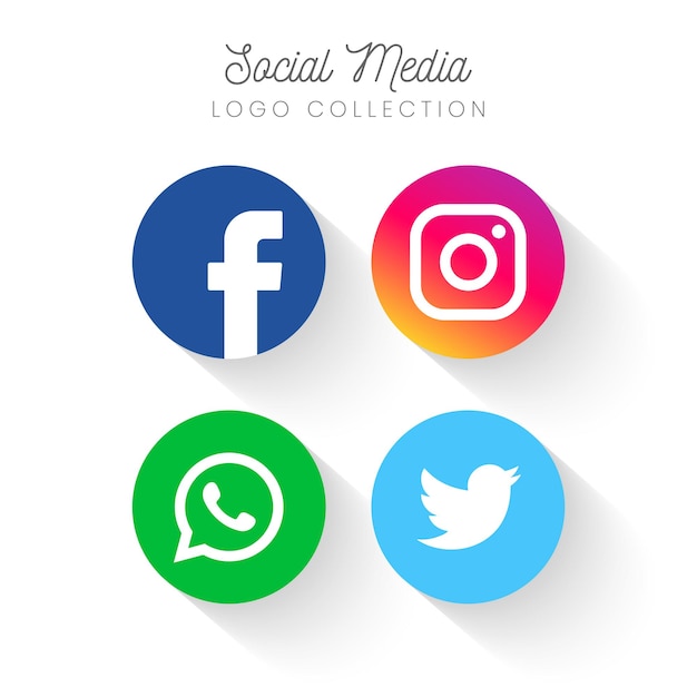 Vecteur collection de logos de médias sociaux facebook instagram twitter whatsapp vector