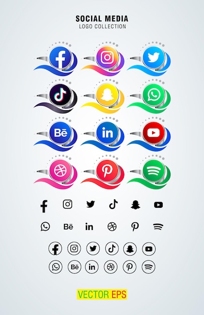 Vecteur la collection de logos des médias sociaux