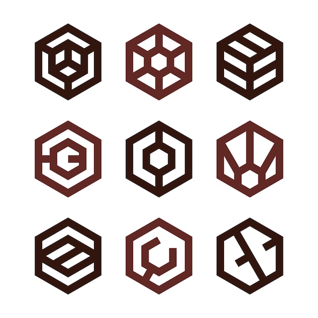 Vecteur collection de logos monogrammes hexagonaux