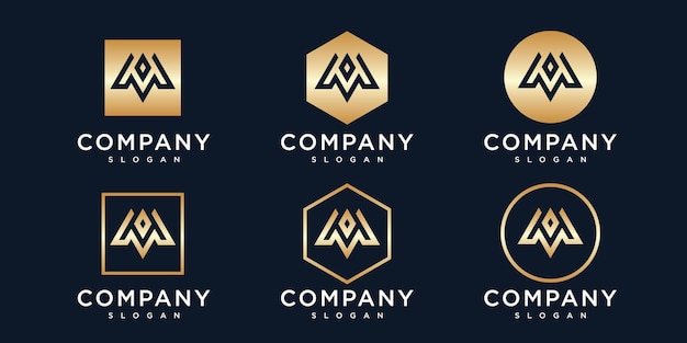 Collection De Logos D'or De La Lettre M Initiale