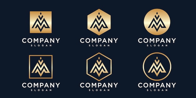 Collection De Logos D'or De La Lettre M Initiale