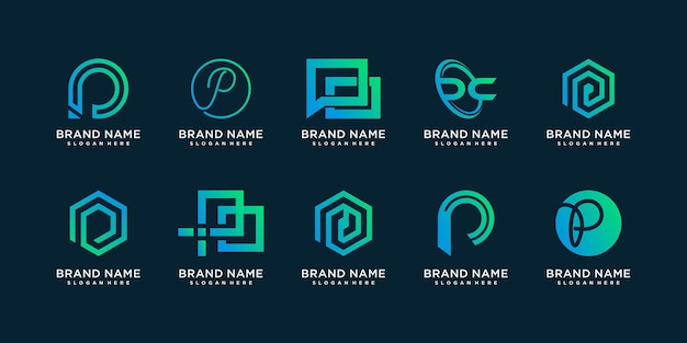 Collection De Logos P Avec Un Style Créatif Moderne Vecteur Premium